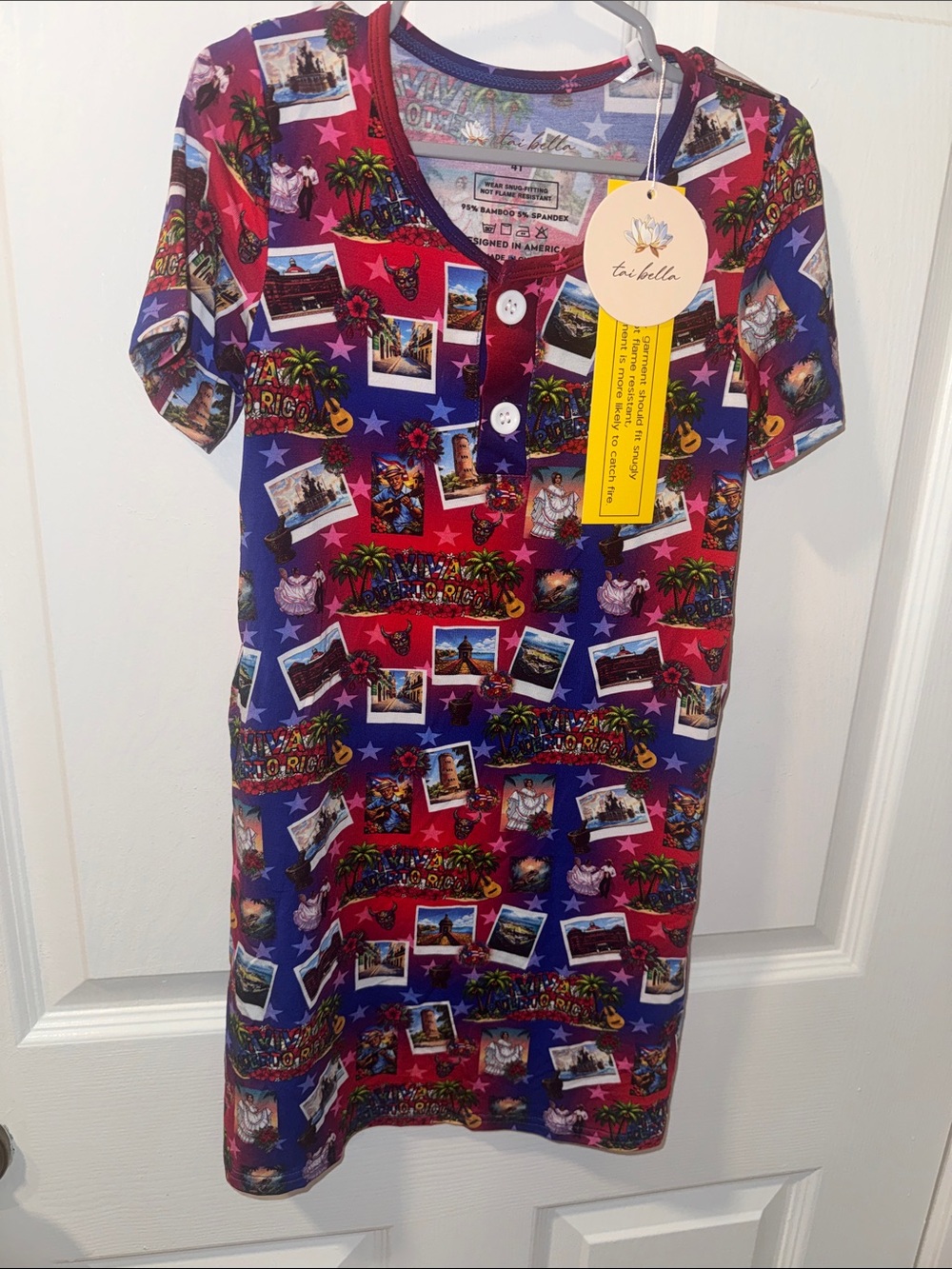 Viva Puerto Rico Bamboo Little Girls Sleep Dress (MuMu) Size4T nwt